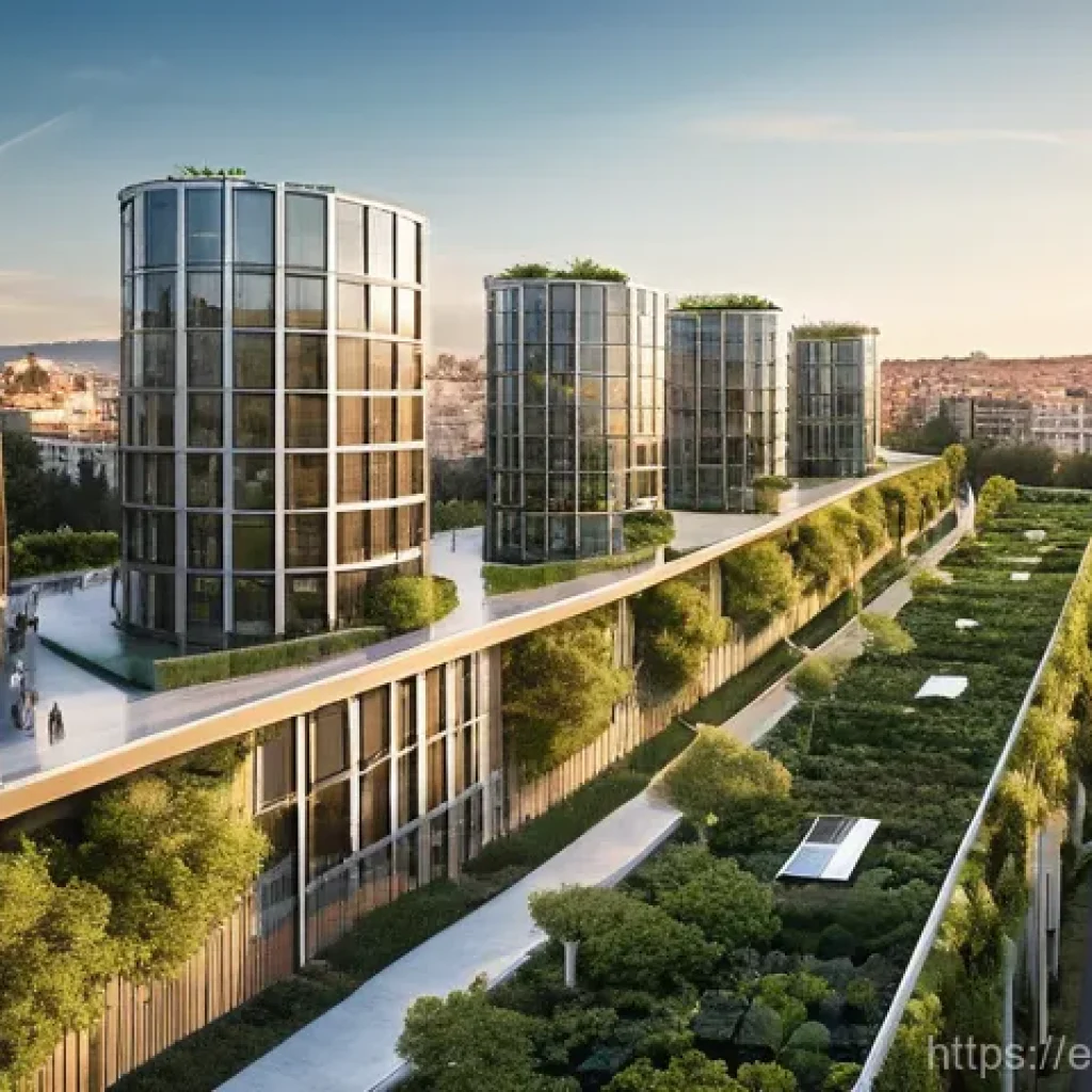 환경기술 이론과 사례 정리 - **Prompt:** A bustling, futuristic cityscape in Spain at dawn, bathed in warm, golden light. Modern,...