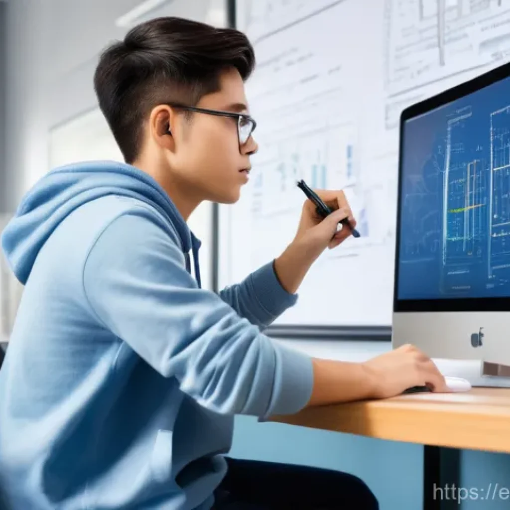 환경기술 시험 합격 경험담 - A focused young adult student, gender-neutral, wearing casual, comfortable clothing like a hoodie an...
