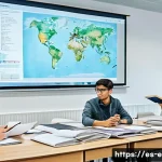 Home 22 환경산업기사와 환경기사 차이 - A detailed scene showing a university classroom focused on Environmental Engineering students engage...