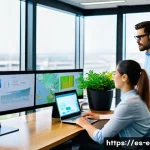Home 21 환경 분야 전문성 키우는 방법 - A diverse group of environmental professionals collaboratively analyzing air quality data on multipl...