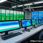Home 20 환경공학 기술사 업무 영역 - A modern wastewater treatment plant interior showcasing advanced technology: a spacious control room...