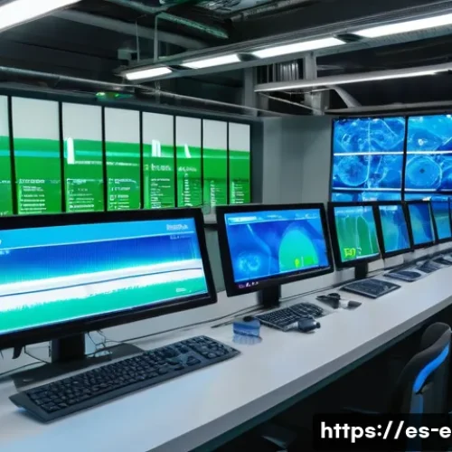 Home 32 환경공학 기술사 업무 영역 - A modern wastewater treatment plant interior showcasing advanced technology: a spacious control room...