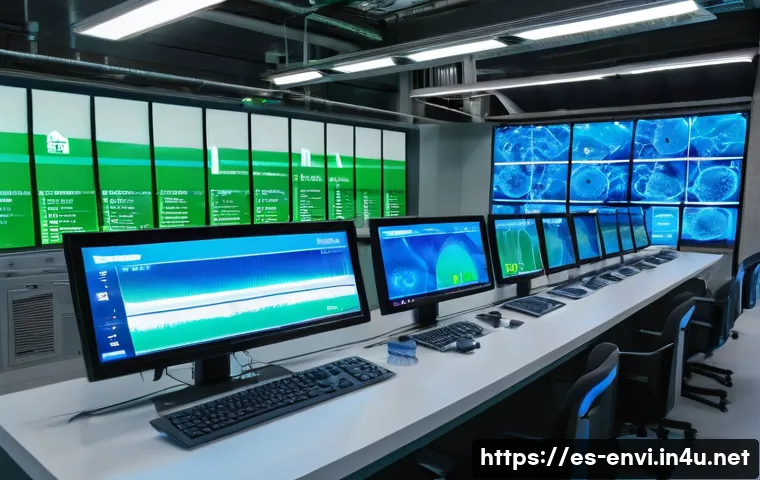 환경공학 기술사 업무 영역 - A modern wastewater treatment plant interior showcasing advanced technology: a spacious control room...