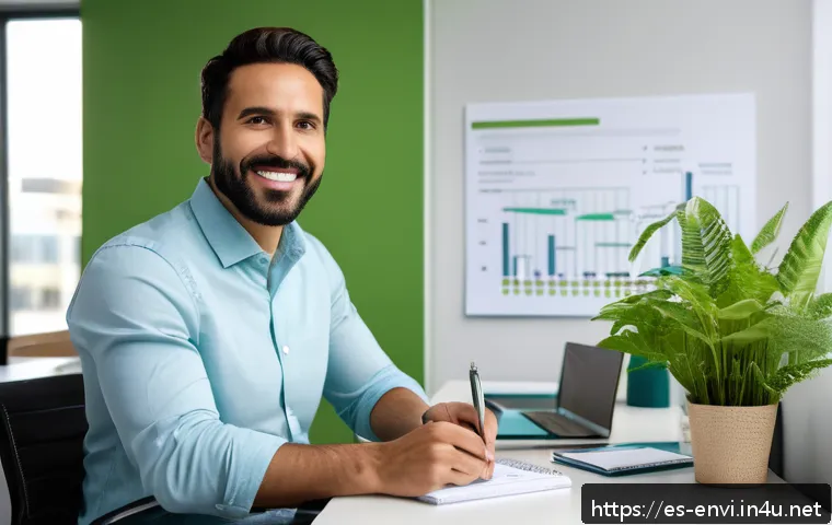 환경직 연봉 협상 실패 사례 - A professional environmental consultant in a modern office setting, confidently negotiating salary w...